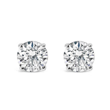 AGS Certified 14K White Gold 1.0 Cttw 4-Prong Set Brilliant Round-Cut Solitaire Diamond Push Back Stud Earrings (I-J Color, I1-I2 Clarity)-0