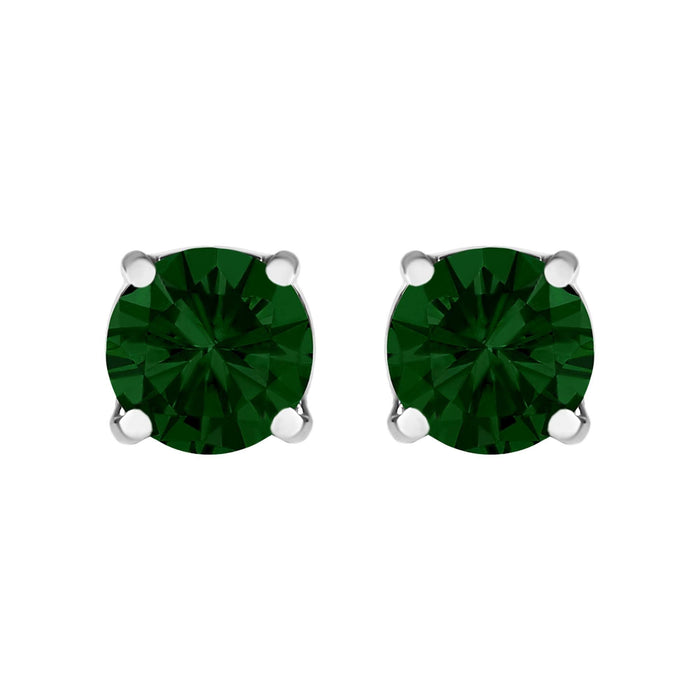 14K Gold Lab Grown Green Diamond Classic Solitaire Stud Earrings