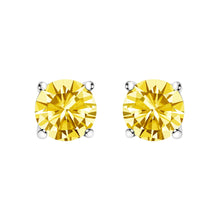14K Gold Lab Grown Yellow Diamond Solitaire Stud Earrings-4
