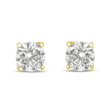 14K Gold 1.0 Carat Round Brilliant Cut Lab Grown White Diamond 4-Prong Classic Solitaire Stud Earrings-2 thumbnail 3