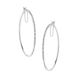 .925 Sterling Silver Diamond Accent Medium Sized Hoops Earrings (I-J Color, I2-I3 Clarity)-0 thumbnail 1