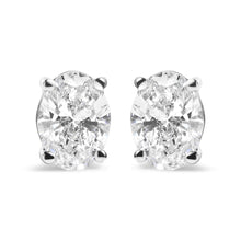 14K White Gold Prong Set Lab Grown Oval Diamond Solitaire Stud Earring (F-G Color, VS1-VS2 Clarity)-0