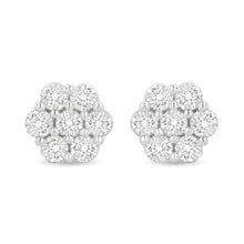 14K White Gold 1.0 Cttw Prong Set Round-Cut Diamond Floral Stud Earrings (H-I Color, I1-I2 Clarity)-0