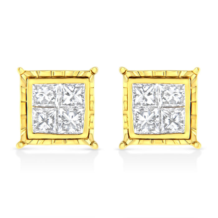 14K White Gold 1/2 Cttw 4-Prong Set Brilliant Round-Cut Solitaire Lab Grown Diamond Push Back Stud Earrings (E-F Color, VVS2-VS1 Clarity)