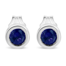 .925 Sterling Silver Bezel Set 3.5mm Created Gemstone Solitaire Stud Earrings-1