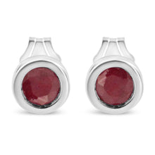 .925 Sterling Silver Bezel Set 3.5mm Created Gemstone Solitaire Stud Earrings-2