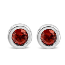 .925 Sterling Silver Bezel Set 3.5mm Created Gemstone Solitaire Stud Earrings-3