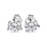 14K White Gold 3-Prong Martini Set Brilliant Round-Cut Solitaire Lab Grown Diamond Screwback Stud Earrings (F-G Color, VS1-VS2 Clarity)-1 thumbnail 2
