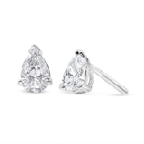 14K White Gold Pear Shape Solitaire Lab Grown Diamond Stud Earrings (F-G Color, VS2-SI1 Clarity)-3 thumbnail 4