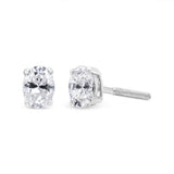 14K White Gold Lab Grown Oval Solitaire Diamond Stud Earrings (F-G Color, VS2-SI1 Clarity)-1 thumbnail 2