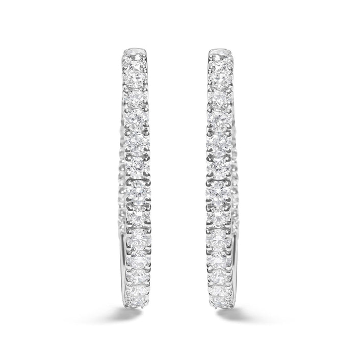 14K White Gold 5.00 Cttw Lab Grown Diamond Inside Out Hoop Earrings (F-G Color, VS1-VS2 Clarity)