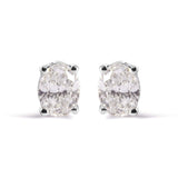14K White Gold Prong Set Lab Grown Oval Diamond Solitaire Stud Earring (F-G Color, VS1-VS2 Clarity)-1 thumbnail 2