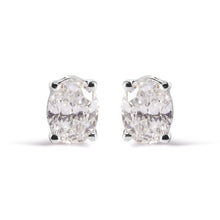 14K White Gold Prong Set Lab Grown Oval Diamond Solitaire Stud Earring (F-G Color, VS1-VS2 Clarity)-1