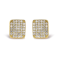 14K Yellow Gold 1/2 Cttw Diamond Square Shaped Composite Cluster Stud  Earrings (I-J Color, I1-I2 Clarity)
