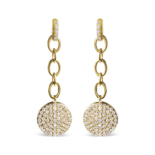 14K Yellow Gold 1.0 Cttw Diamond Chain Cluster Dangle Chain Earrings (I-J Color, I1-I2 Clarity)-0