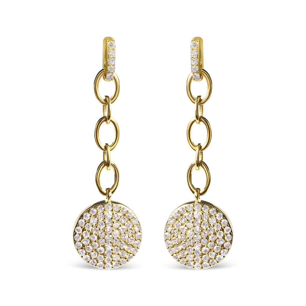 14K Yellow Gold 1.0 Cttw Diamond Chain Cluster Dangle Chain Earrings (I-J Color, I1-I2 Clarity)-0