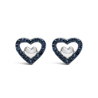 925 Sterling Silver 1/6 Cttw Diamond Open Double Heart Stud Earrings - Choice of Diamond Color