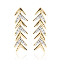 18K Yellow Gold Plated .925 Sterling Silver 1/5 Cttw Diamond Chevron Arrow Stud Earring (I-J Color, I2-I3 Clarity)