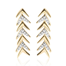 18K Yellow Gold Plated .925 Sterling Silver 1/5 Cttw Diamond Chevron Arrow Stud Earring (I-J Color, I2-I3 Clarity)-0