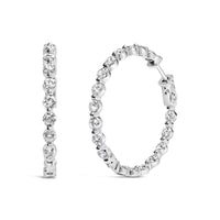 14K White Gold 5.00 Cttw Lab Grown Diamond Inside-Out Hoop Earring