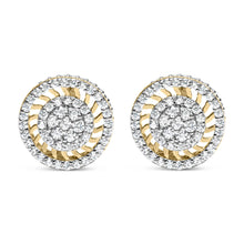 10K Yellow Gold 1.00 Cttw Diamond Halo Radiant Sunburst Stud Earrings (I-J Color, I2-I3 Clarity)-0