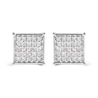 10K White Gold 3/4 Cttw Princess Diamond Composite Stud Earrings (I-J Color, I1-I2 Clarity)