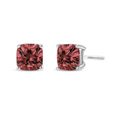 14K White Gold Lab Grown Pink Cushion 4-Prong Set Classic Diamond Solitaire Stud Earrings (Pink Color, VS1-VS2 Clarity)-0 thumbnail 1