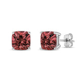 14K White Gold Lab Grown Pink Cushion 4-Prong Set Classic Diamond Solitaire Stud Earrings (Pink Color, VS1-VS2 Clarity)-1 thumbnail 2