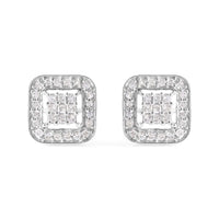 10K White Gold 5/8 Cttw Diamond Square Shaped Composite Stud Earrings (I-J Color, I1-I2 Clarity)