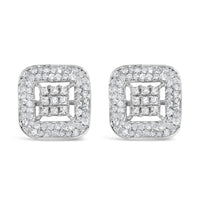10K White Gold 1.00 Cttw Diamond Composite and Halo Stud Earrings (I-J Color, I1-I2 Clarity)