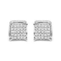 10K White Gold 1/2 Cttw Princess Cut Diamond Square Shaped Multi Stone Stud Earrings (H-I Color, SI1-SI2 Clarity)