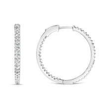 14K White Gold 1.0 Cttw Princess Diamond Inside Out Hoop Earrings (H-I Color, I1-I2 Clarity) - 23 MM-0