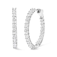 14K White Gold Natural Princess Cut Diamond Inside Out Hoop Earrings (G-H Color, SI2-I1 Clarity)-0