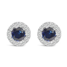 14K White Gold 3.0 Cttw Lab-Grown Blue Diamond Halo Stud Earrings (Blue & F-G Color, VS1-VS2 Clarity)-0