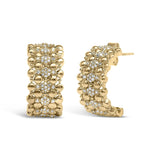 14K Yellow Gold Plated .925 Sterling Silver 1/3 Cttw Diamond and Ball Bead J Hoop Earrings (H-I Color, I1-I2 Clarity)-0 thumbnail 1