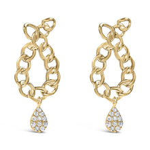 14K Yellow Gold Plated .925 Sterling Silver 1/10 Cttw Diamond Chain Link Teardrop Dangle Earrings (H-I Color, I1-I2 Clarity)-0