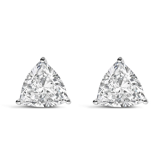 14K White Gold Trillion Cut Lab Grown Diamond 3-Prong Classic Solitaire Stud Earrings (F-G Color, VS1-VS2 Clarity)-0