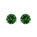 14K White Gold 1 1/2 Cttw 3-Prong Martini Set Brilliant Round-Cut Solitaire Lab Grown Green Diamond Screwback Stud Earrings (Green Color, VS2-SI1 Clarity)-0