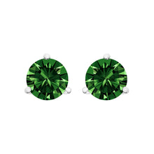 14K White Gold 1 1/2 Cttw 3-Prong Martini Set Brilliant Round-Cut Solitaire Lab Grown Green Diamond Screwback Stud Earrings (Green Color, VS2-SI1 Clarity)-0