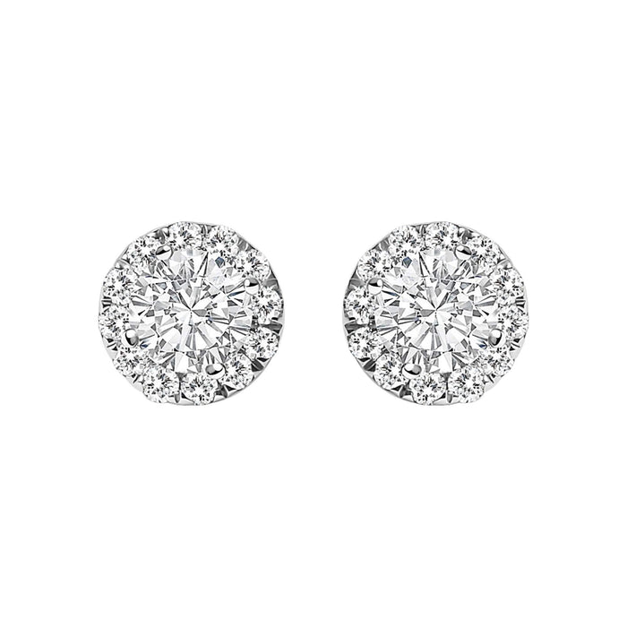 14K White Gold 1/2 Cttw Lab-Grown Diamond Halo Stud Earring (F-G Color, VS1-VS2 Clarity)
