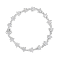 14K Gold 1 1/5 Cttw Round Diamond Floral Star-Shaped Link Bracelet (H-I Color, SI1-SI2 Clarity) -Size 7