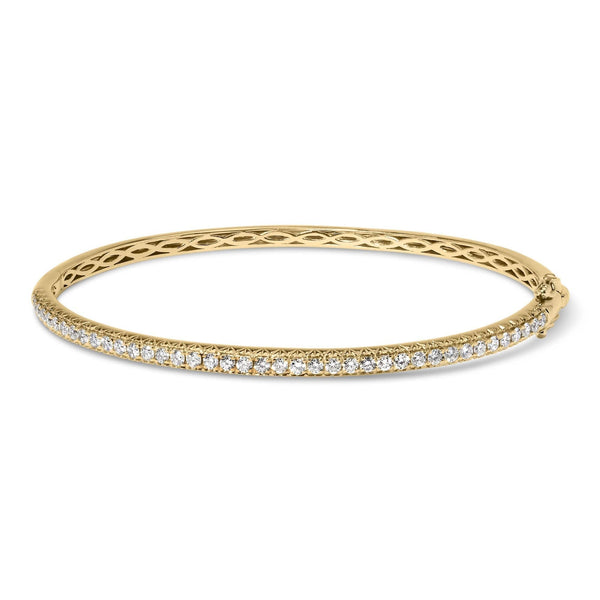 14K Gold 1.00 Cttw Half Eternity Diamond Bangle Bracelet (G-H Color, SI2-I1 Clarity) - 7
