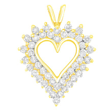14K Yellow Gold Plated .925 Sterling Silver Brilliant-Cut Diamond Open Heart 18" Pendant Necklace (K-L Color, I1-I2 Clarity)-0