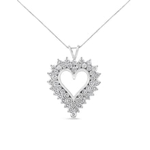 .925 Sterling Silver 4 Cttw Round-Cut Double Row Composite Diamond Heart 18" Pendant Necklace (K-L Color, I1-I2 Clarity)-0