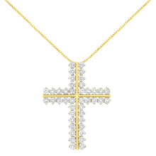 10K Yellow Gold 4.0 Cttw Diamond Two Row Cross 18" Pendant Necklace (J-K Clarity, I1-I2 Color)-0