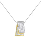 14K Gold 1.0 Cttw Princess Cut Diamond Two Tone Foldover Box Pendant 18” Box Chain Necklace (H-I Color, SI2-I1 Clarity)-0 thumbnail 1