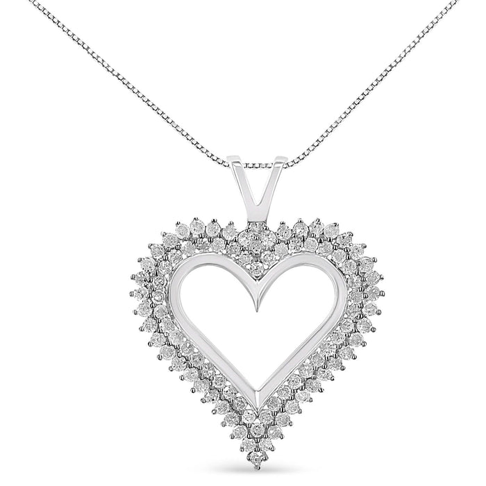 .925 Sterling Silver Diamond Heart 18