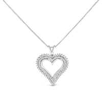 .925 Sterling Silver Diamond Heart 18