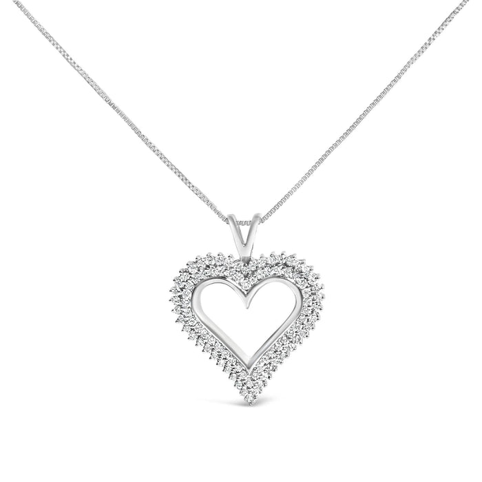 .925 Sterling Silver Diamond Heart 18