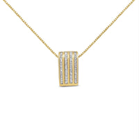 14K Yellow Gold 2 1/3 cttw Princess Cut Diamond Block Pendant Necklace (H-I, SI1-SI2)
